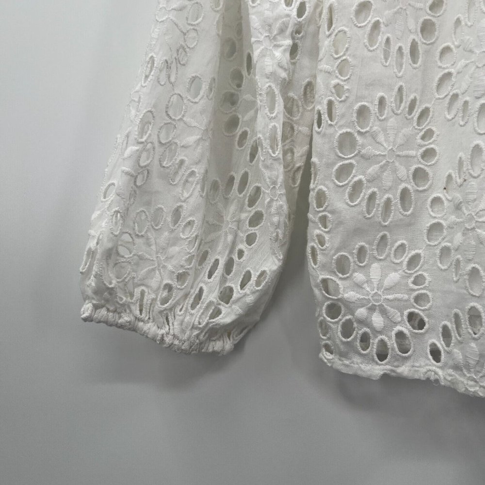 Sail to Sable STS Women's White Long Sleeve Eyelet Top Blouse sz XS NWT *READ - Picture 3 of 9